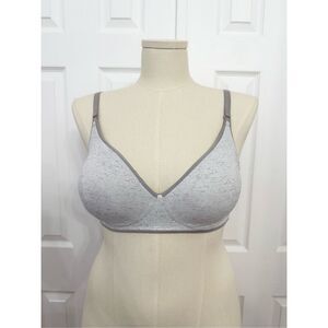 Soma Gray Pull-On Embraceable Reversible Lounge Bralette Blurred Heather M